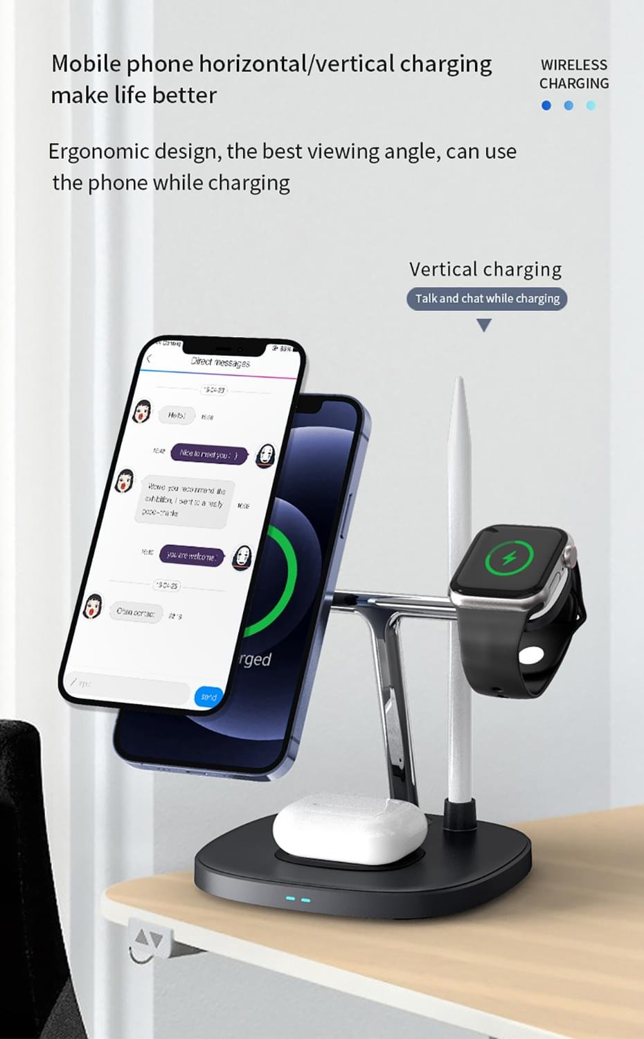 WiWU Smart 4 in 1 Wireless Magnetic Adjustable 15W Wireless Fast Charger for iPhones - Image 16