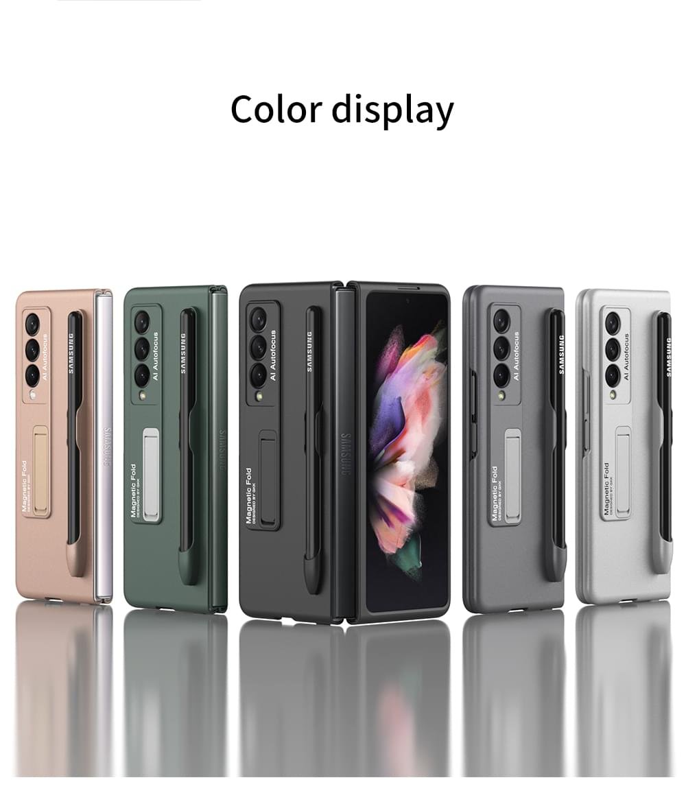 Luxury Premium Magnetic Pen Slot Hard Kickstand Protection Case Cover For Samsung Galaxy Z Fold Series