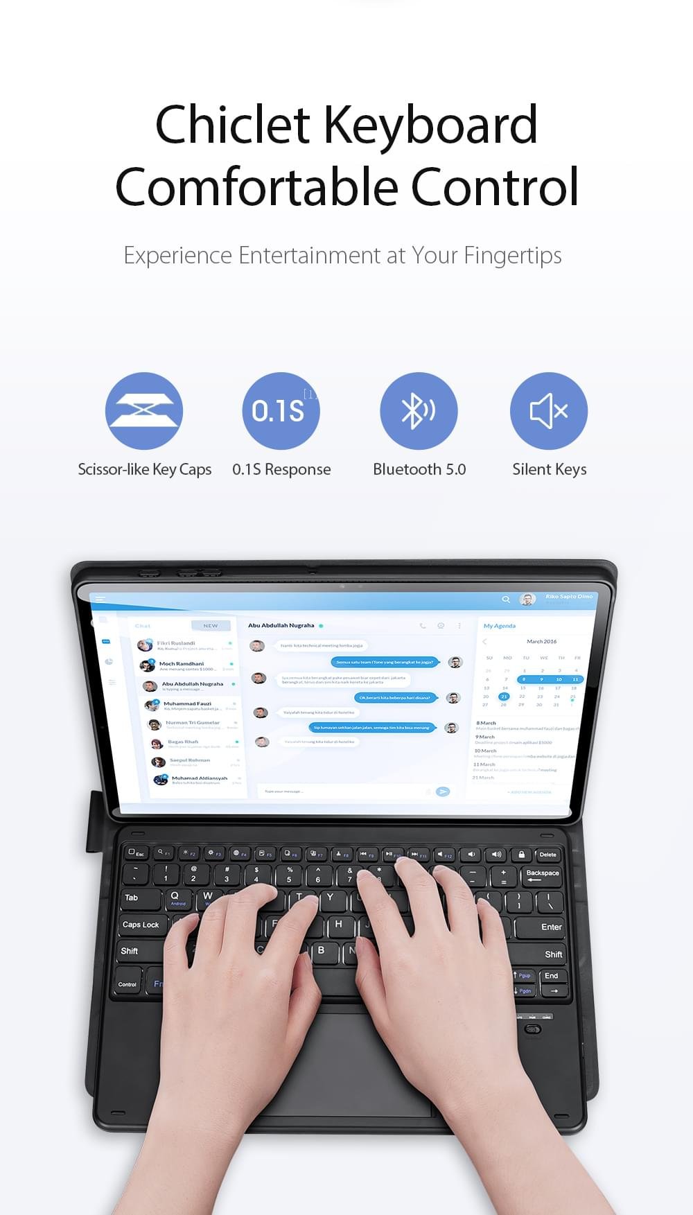 Luxury Premium Smart Wireless Protective High-quality Bluetooth  Keyboard Case Cover - Image 10