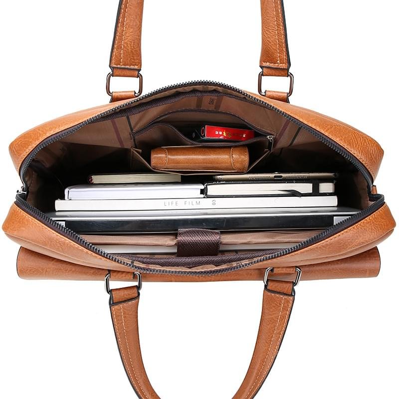 JEEP BULUO Waterproof Retro PU Leather Business Laptop Bag - Image 2