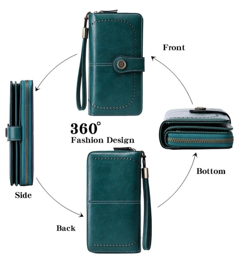 Luxury Premium High Quality RFID Anti-theft Leather Long Zipper Clutch Card Holder Female Purse - Image 19