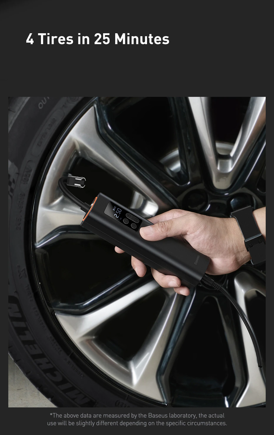 Baseus Mini Car Air Compressor 12V 150PSI Portable Car Tire Inflator Smart Digital Inflatable Pump - Image 16