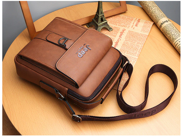 Luxury Brand Vintage Leather Messenger Shoulder Bag - Image 12