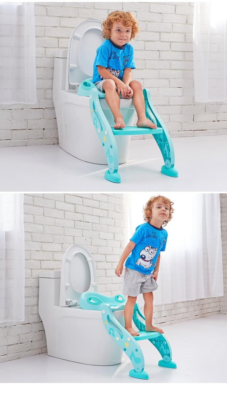 Folding Baby Potty Infant Kids Toilet Training Seat with 2 Adjustable Levels Ladder - Image 10