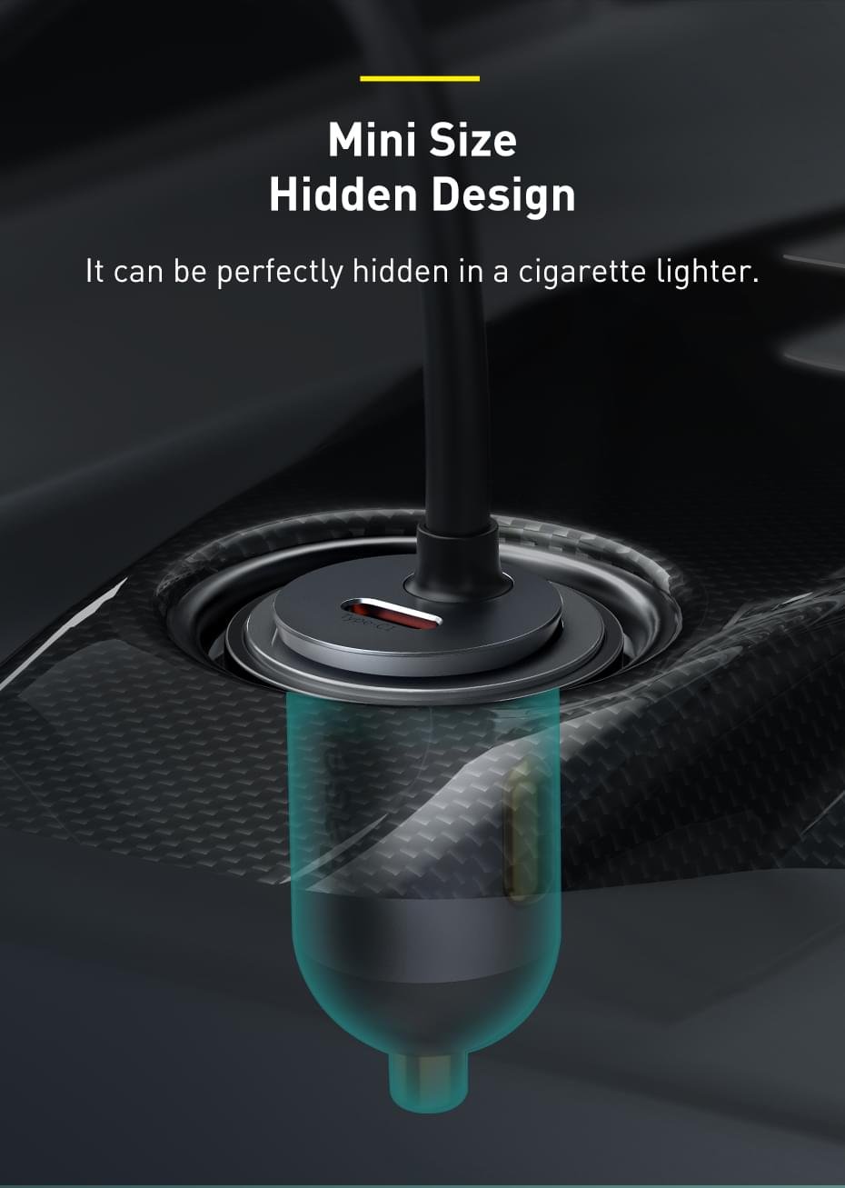 Baseus120W USB Type C 4.0 Fast Charging Four Port Car Charger - Image 4