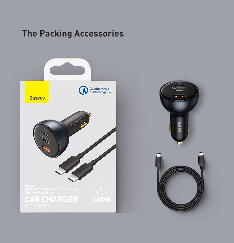 Baseus 160W Car Charger QC 5.0 Fast Quick Charging PD3.0  USB Type C Car Charger - Image 18