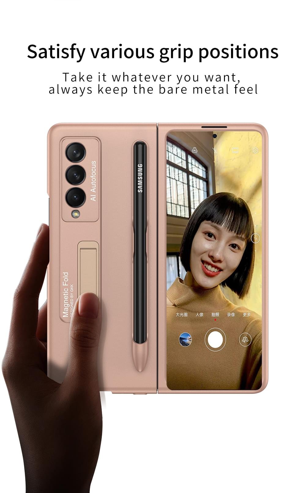 Luxury Premium Magnetic Pen Slot Hard Kickstand Protection Case Cover For Samsung Galaxy Z Fold Series - Image 2