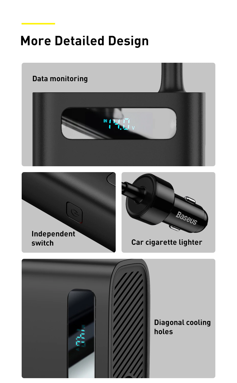 Baseus Power Inverter DC 12V to AC 220V 150W Dual Port Fast Charging Car Power Station - Image 5