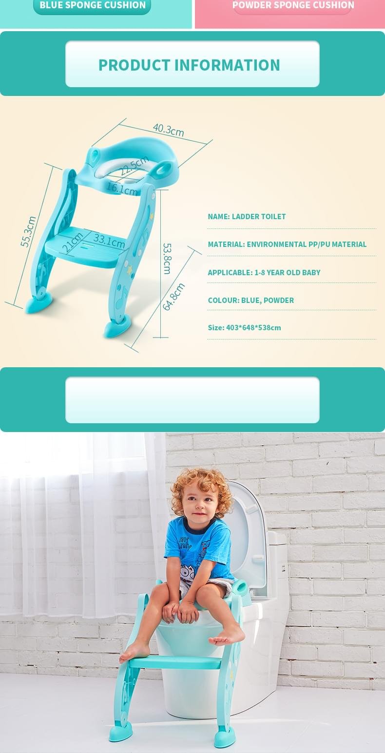 Folding Baby Potty Infant Kids Toilet Training Seat with 2 Adjustable Levels Ladder - Image 11