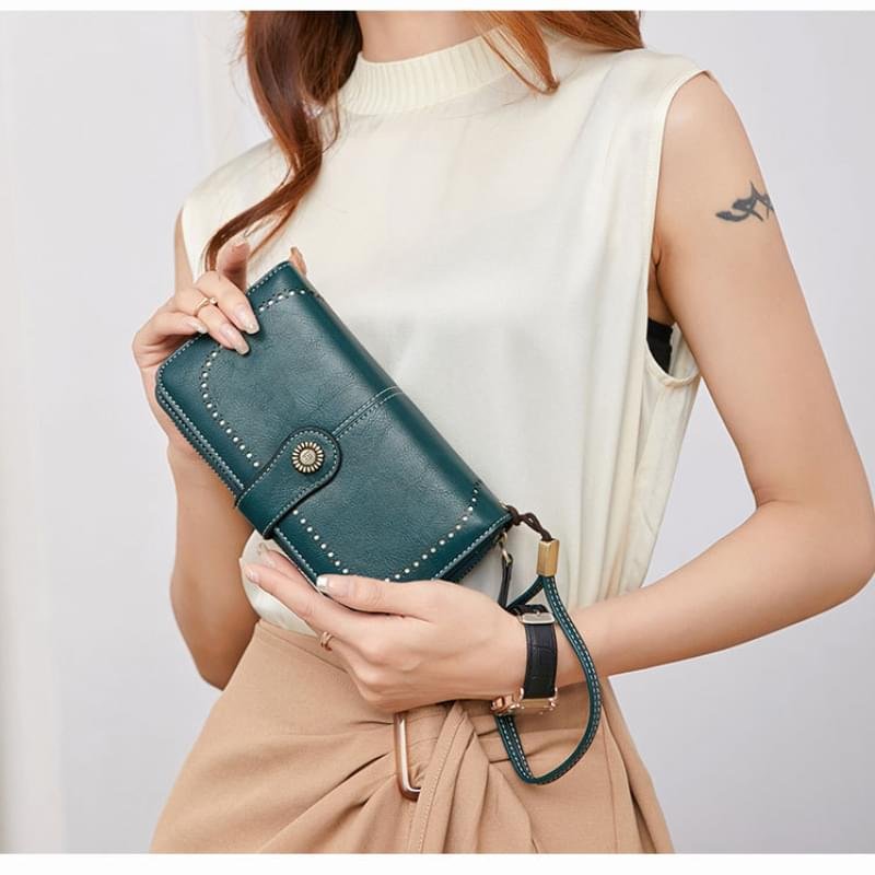 Luxury Premium High Quality RFID Anti-theft Leather Long Zipper Clutch Card Holder Female Purse - Image 22