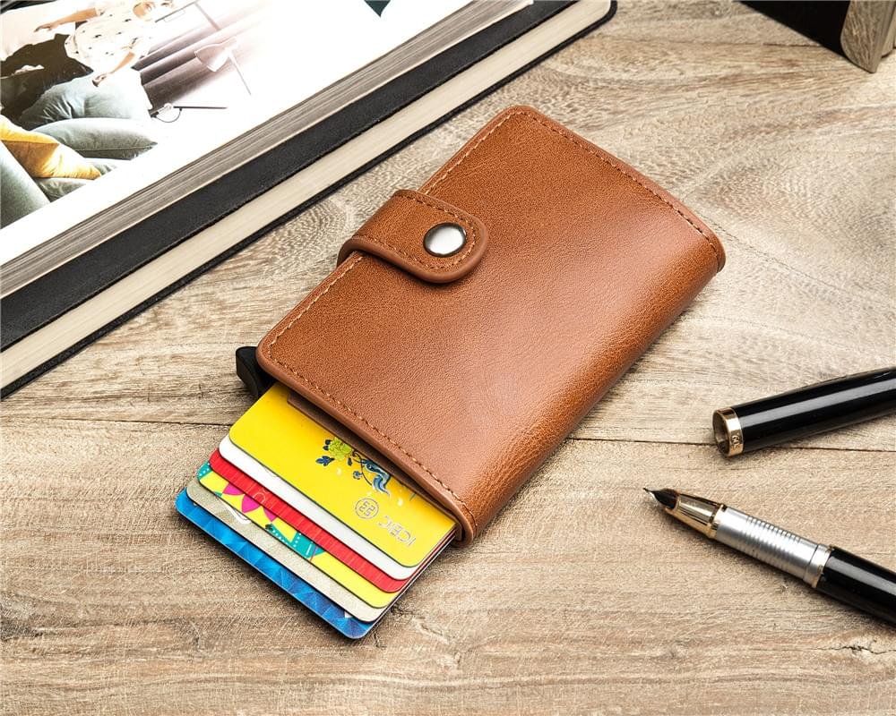 New Rfid Blocking Carbon Fiber Vintage Leather Card Holder Wallet - Image 12