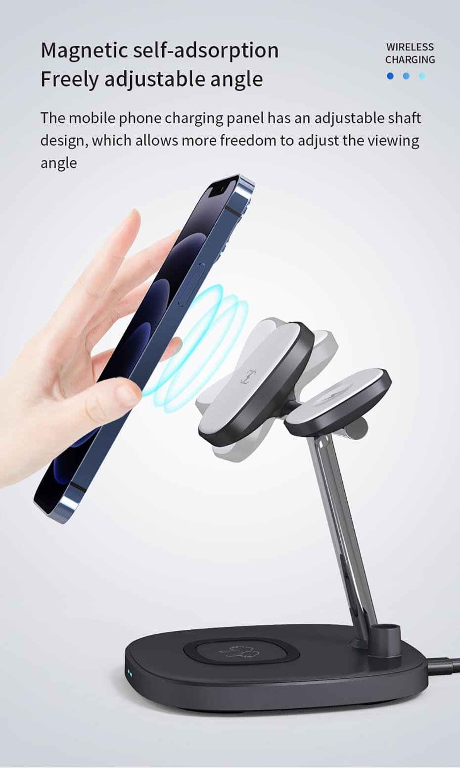 WiWU Smart 4 in 1 Wireless Magnetic Adjustable 15W Wireless Fast Charger for iPhones - Image 11