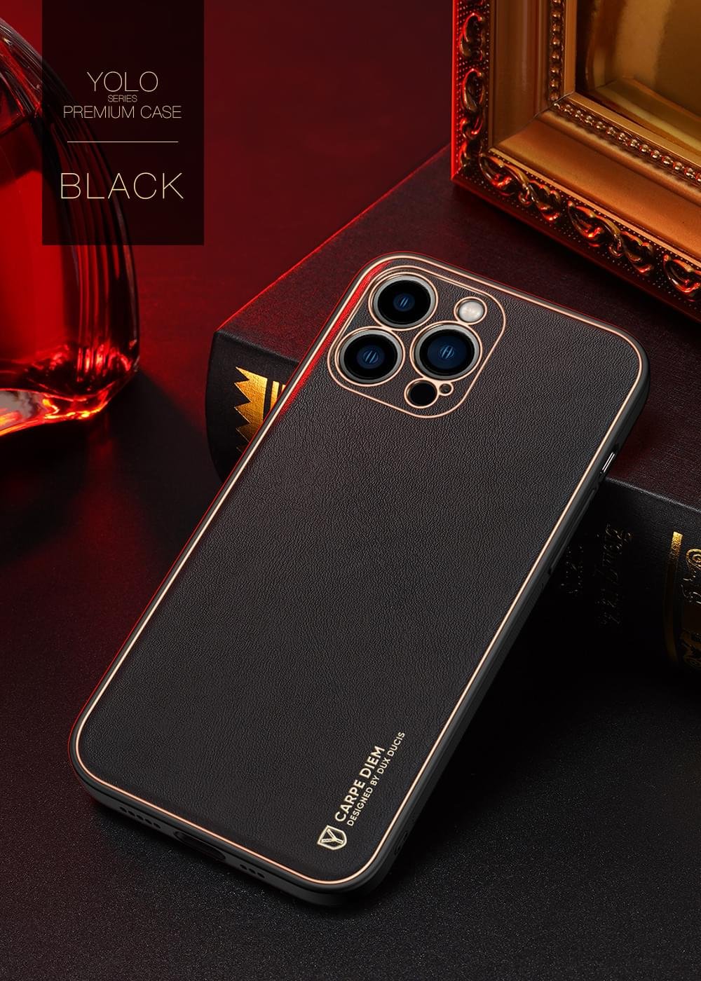 Dux Ducis Yolo Leather Electroplated Case Cover and 3D Glass Protector for iPhone 15 pro/15 Pro Max - Image 23