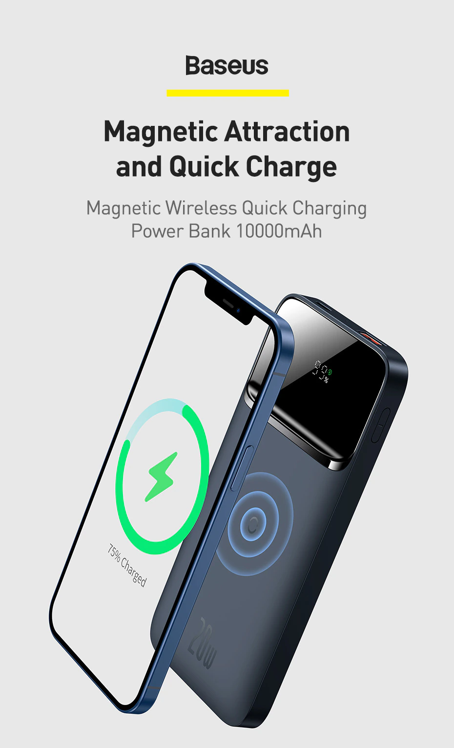 Baseus Magnetic Wireless Power Bank 10000mAh PD 20W Fast Charger Powerbank For iPhone Series