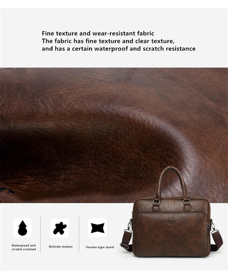 JEEP BULUO Waterproof Retro PU Leather Business Laptop Bag - Image 6