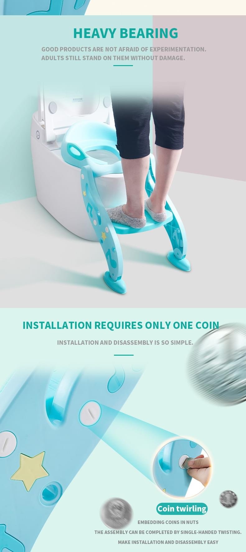 Folding Baby Potty Infant Kids Toilet Training Seat with 2 Adjustable Levels Ladder - Image 6