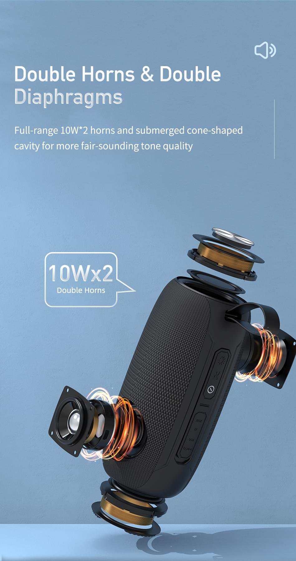 Awei Y885 Portable Outdoor Waterproof TWS Wireless Subwoofer Loudspeaker Bluetooth Speaker - Image 7