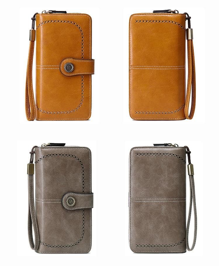 Luxury Premium High Quality RFID Anti-theft Leather Long Zipper Clutch Card Holder Female Purse - Image 25