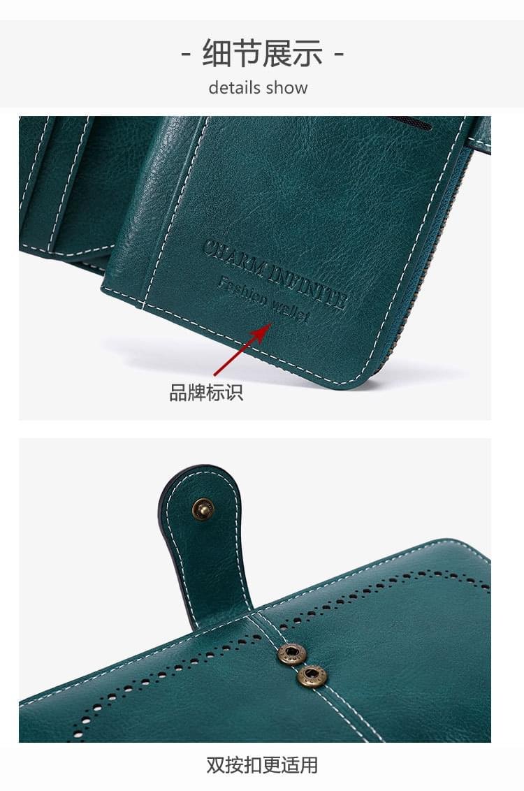 Luxury Premium High Quality RFID Anti-theft Leather Long Zipper Clutch Card Holder Female Purse - Image 24