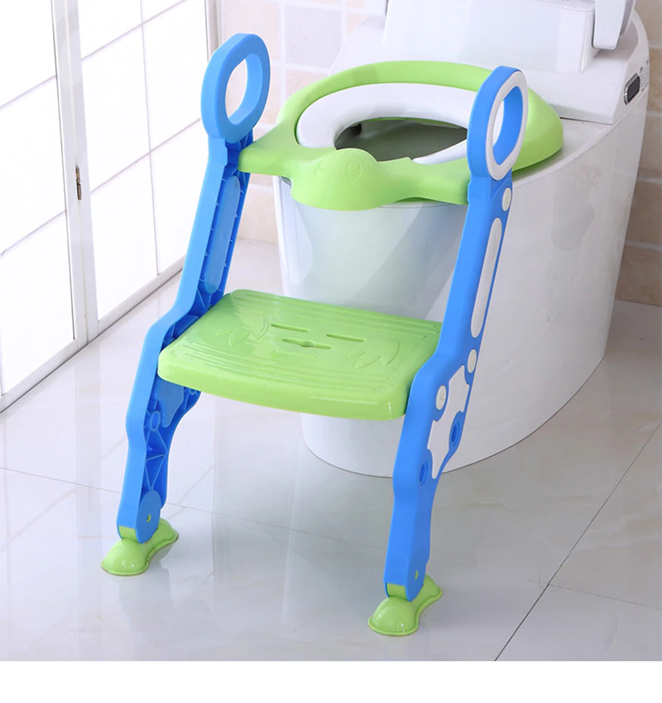 Folding Baby Potty Infant Kids Toilet Training Seat with 2 Adjustable Levels Ladder - Image 18