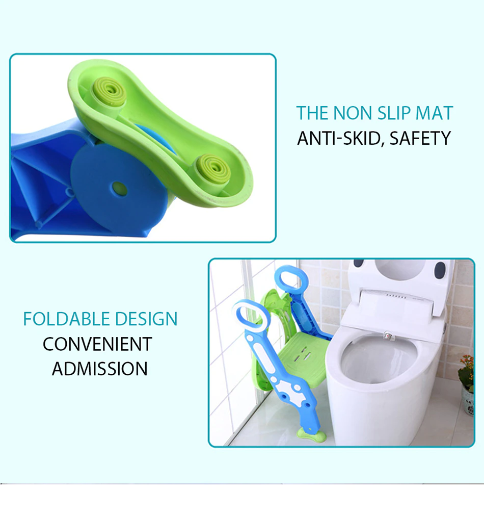 Folding Baby Potty Infant Kids Toilet Training Seat with 2 Adjustable Levels Ladder - Image 19