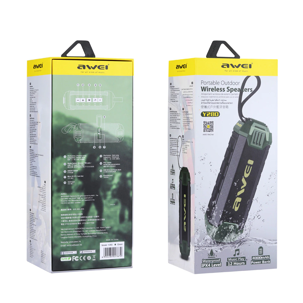 AWEI Y280 Waterproof Bluetooth Portable Outdoor wireless speaker Audio StereoTrack Sound box - Image 11