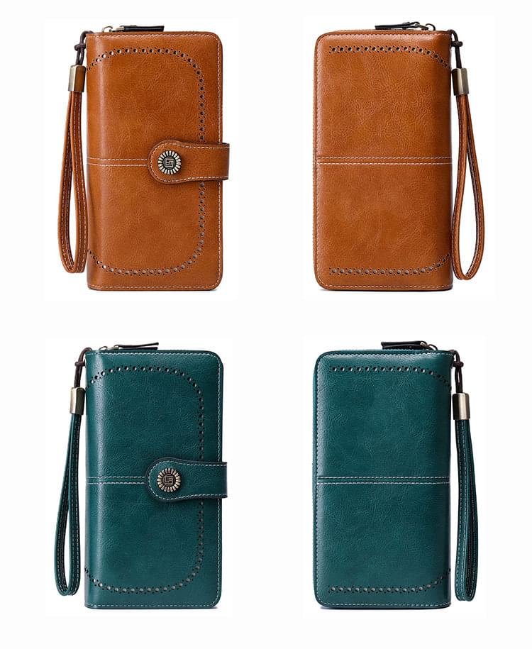 Luxury Premium High Quality RFID Anti-theft Leather Long Zipper Clutch Card Holder Female Purse - Image 15