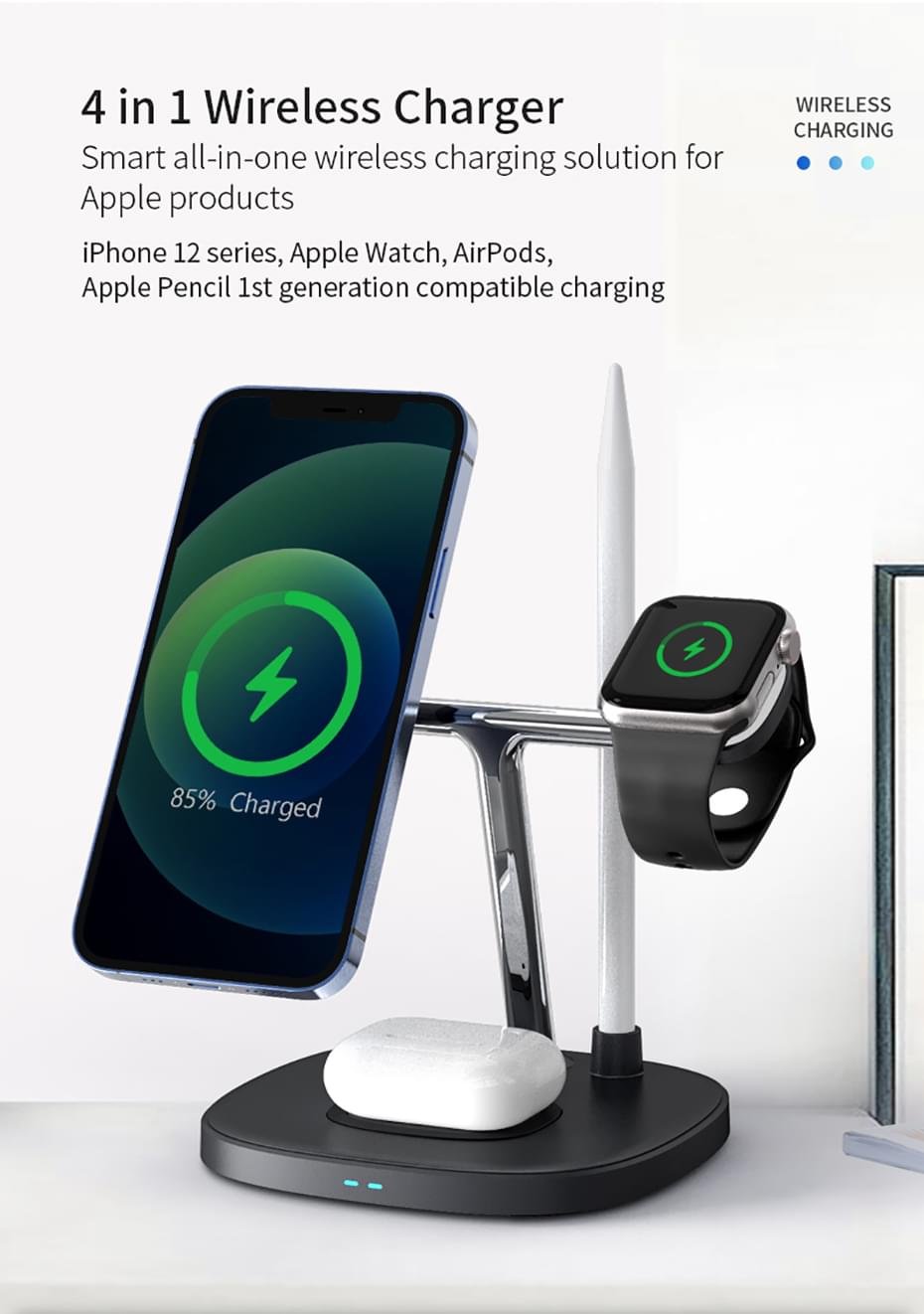WiWU Smart 4 in 1 Wireless Magnetic Adjustable 15W Wireless Fast Charger for iPhones - Image 20