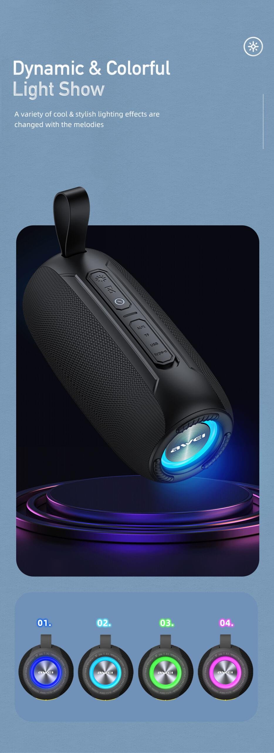 Awei Y885 Portable Outdoor Waterproof TWS Wireless Subwoofer Loudspeaker Bluetooth Speaker - Image 4