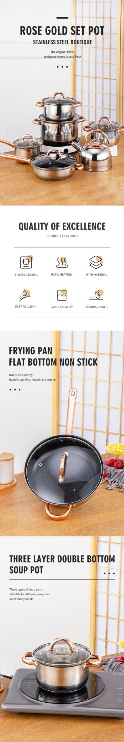 12 PCS Kitchenware Set Stainless Steel  Cooking Pots And Pans Pot Set With Glass Lid - Image 12