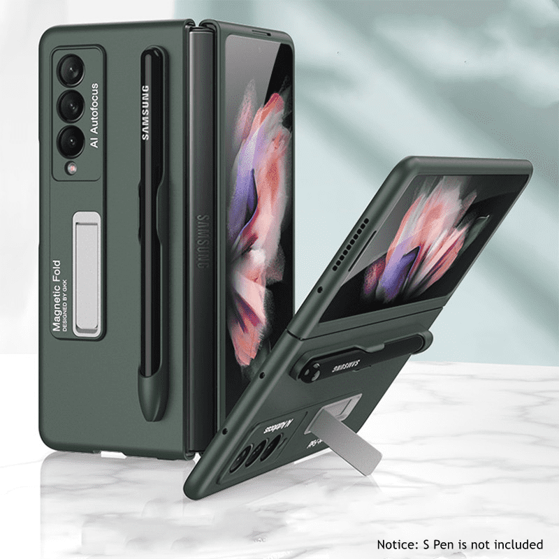 Luxury Premium Magnetic Pen Slot Hard Kickstand Protection Case Cover For Samsung Galaxy Z Fold Series - Image 9