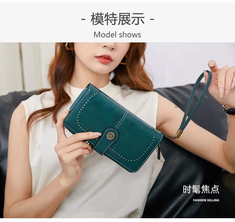 Luxury Premium High Quality RFID Anti-theft Leather Long Zipper Clutch Card Holder Female Purse - Image 13