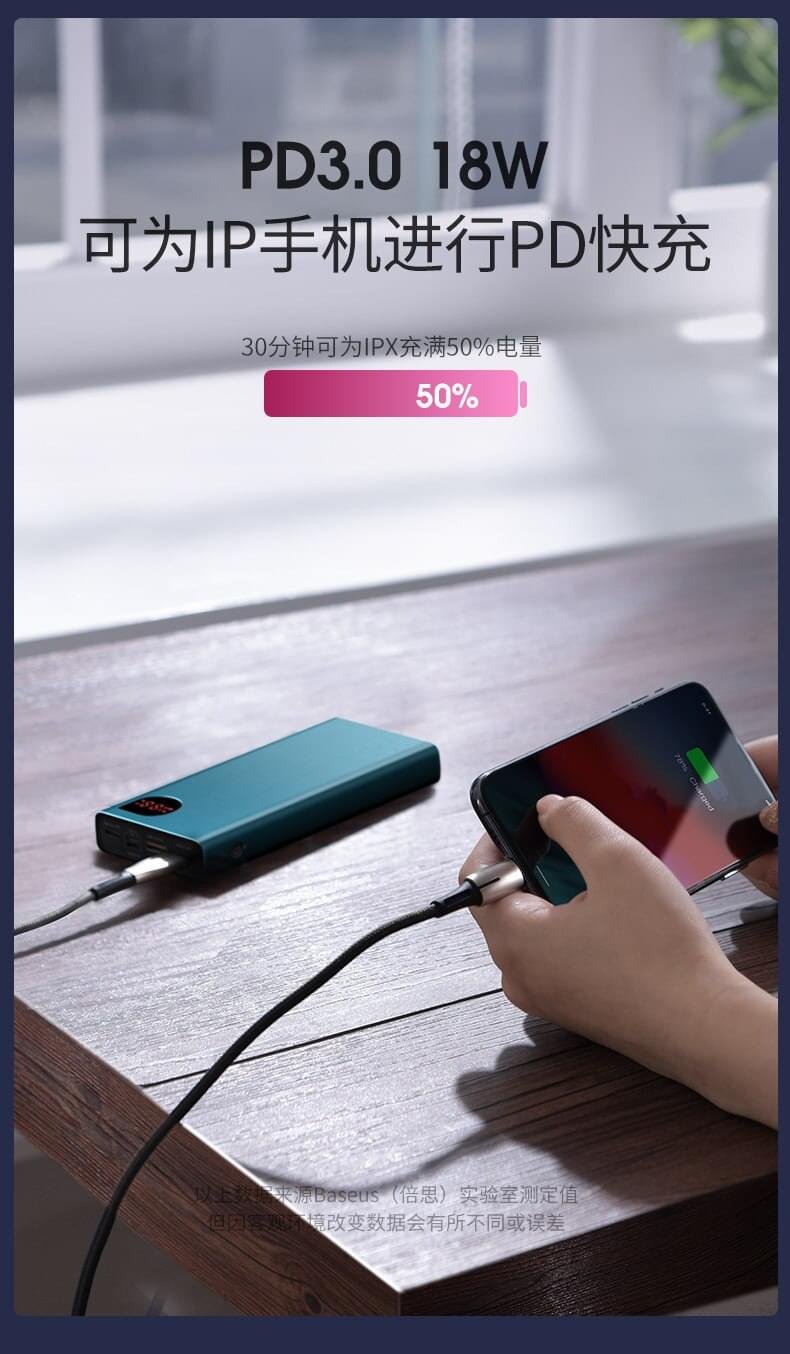 Baseus 22.5W Power Bank 20000mAh Portable Fast Charging Powerbank Type C PD Quick Charge Poverbank - Image 11