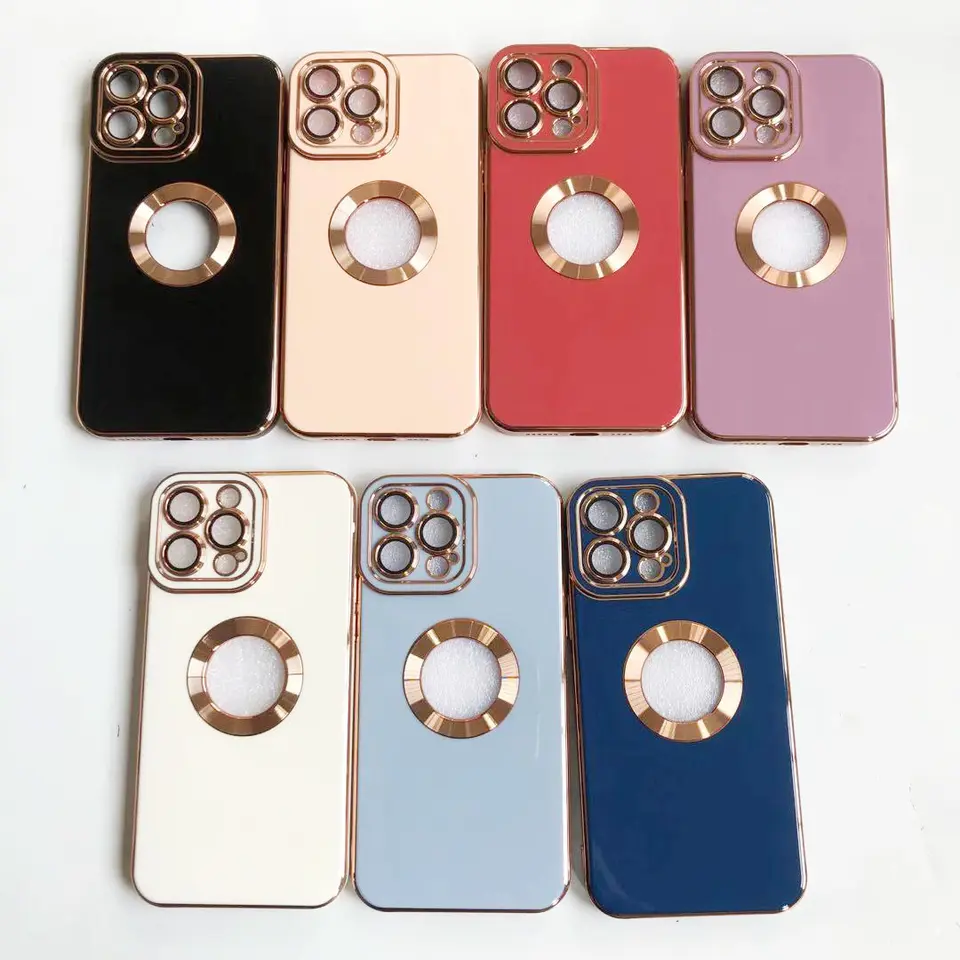 Luxury Soft Electroplated Phone Mini Hollow Out Silicone Case Cover and 3D Glass Protector For iPhone 13 and 14 Series - Image 17