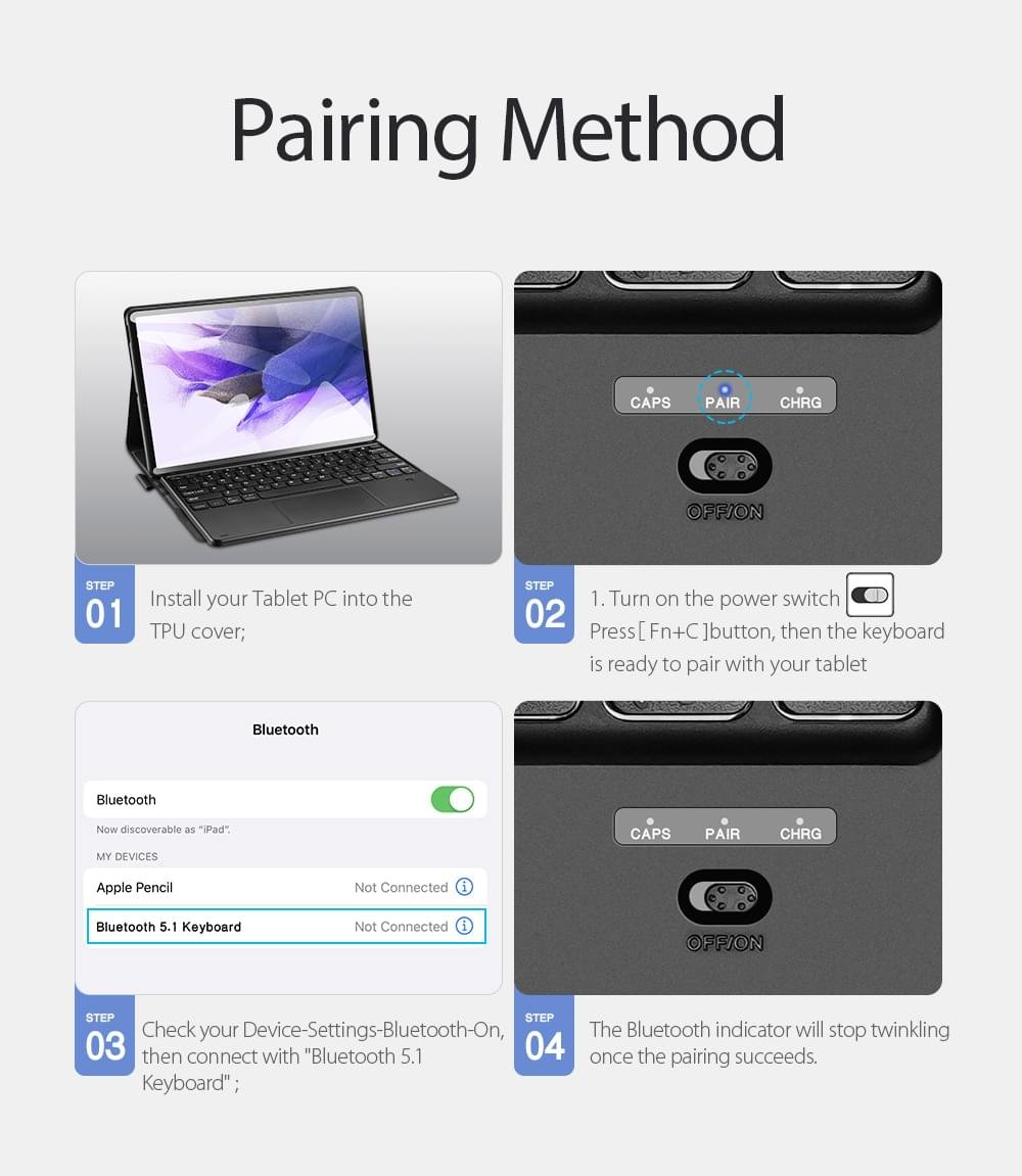 Luxury Premium Smart Wireless Protective High-quality Bluetooth  Keyboard Case Cover - Image 12