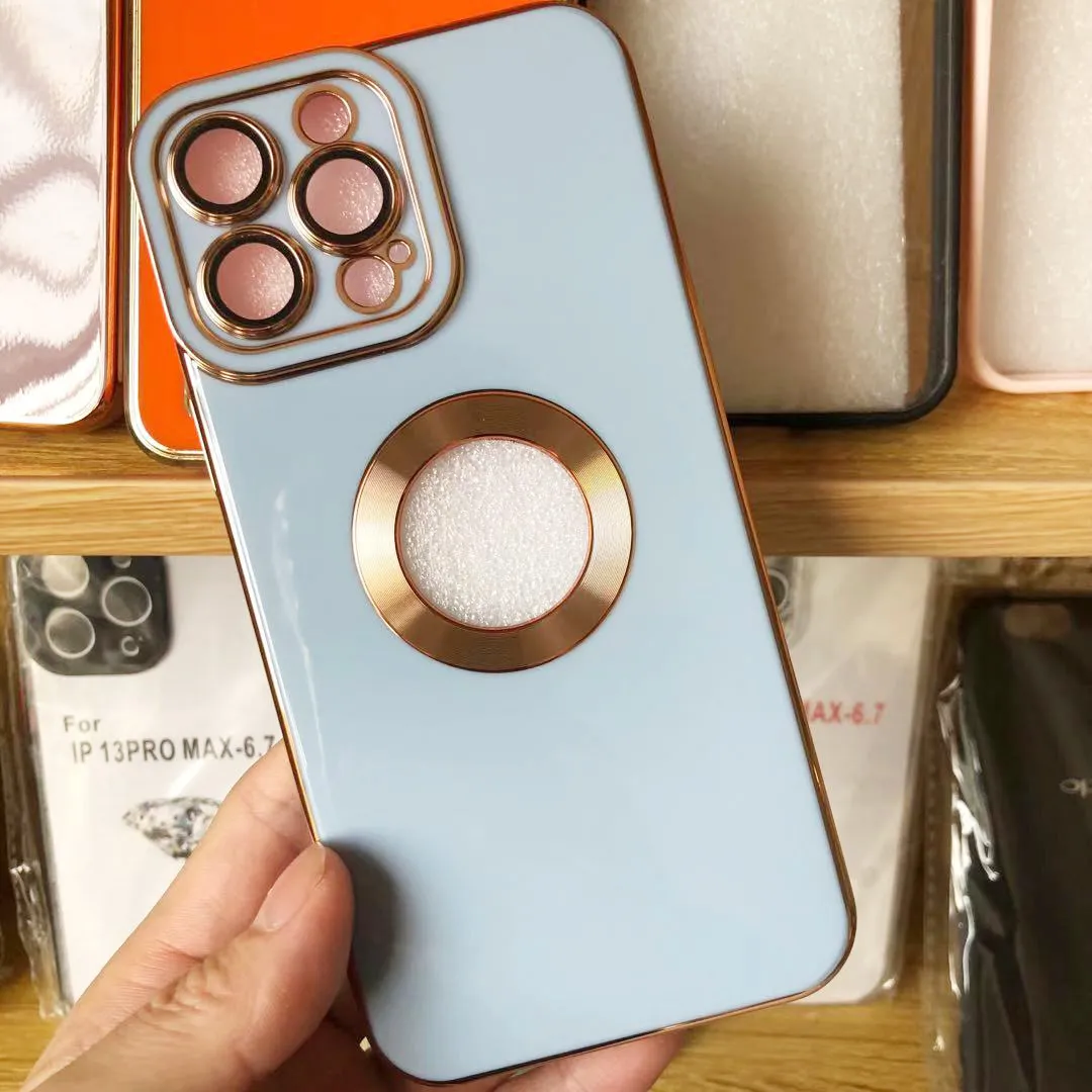 Luxury Soft Electroplated Phone Mini Hollow Out Silicone Case Cover and 3D Glass Protector For iPhone 13 and 14 Series - Image 18