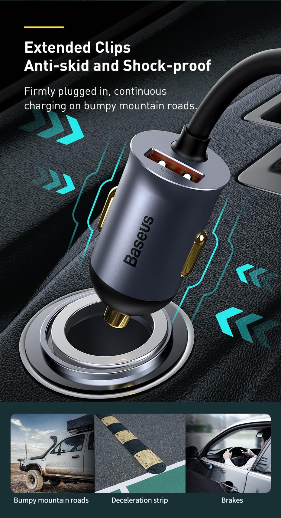 Baseus120W USB Type C 4.0 Fast Charging Four Port Car Charger - Image 15