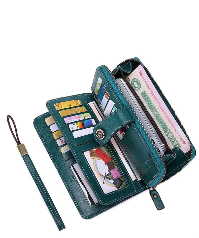 Luxury Premium High Quality RFID Anti-theft Leather Long Zipper Clutch Card Holder Female Purse - Image 12