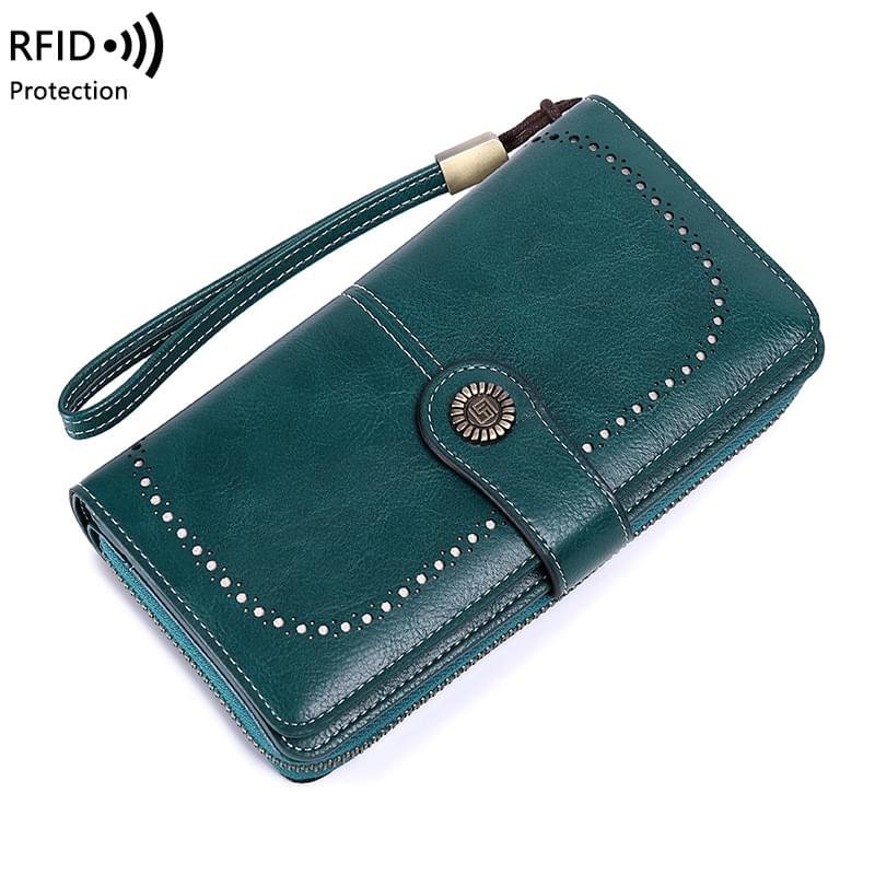 Luxury Premium High Quality RFID Anti-theft Leather Long Zipper Clutch Card Holder Female Purse - Image 10