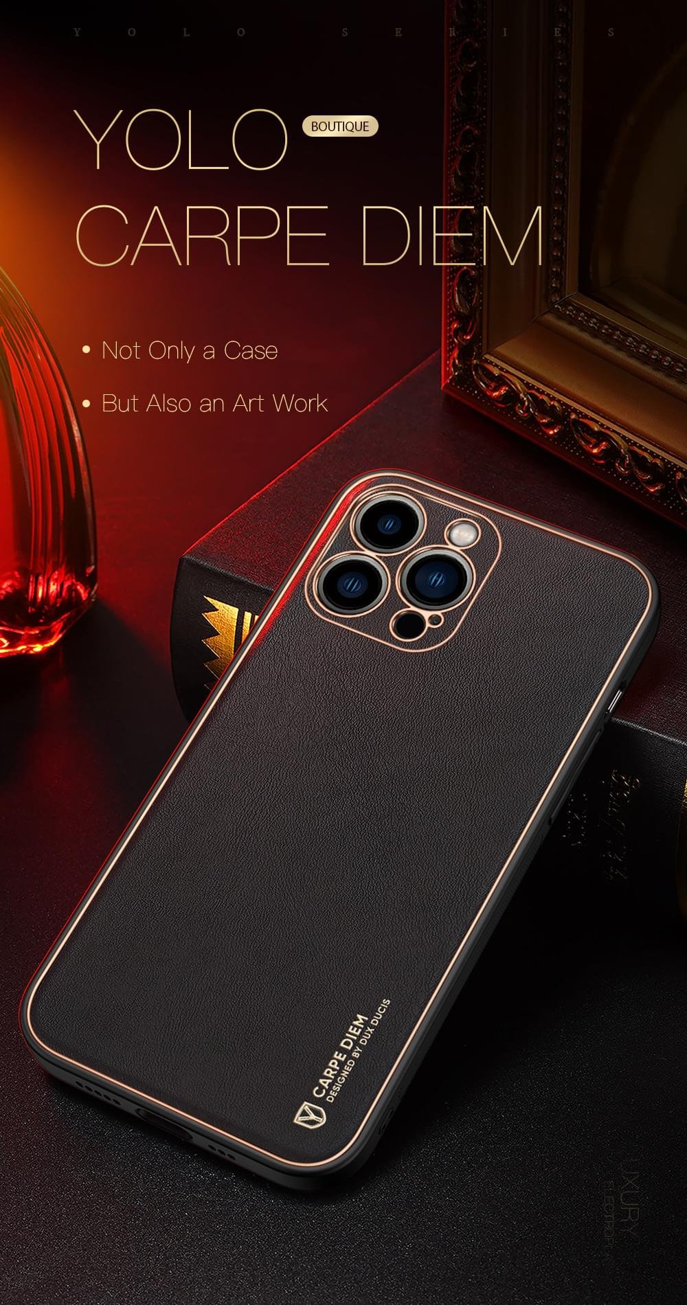 Dux Ducis Yolo Leather Electroplated Case Cover and 3D Glass Protector for iPhone 15 pro/15 Pro Max - Image 26