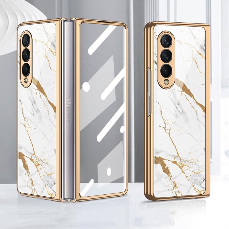 Luxury Premium Electroplated Marble Case Cover For Samsung Galaxy Z Fold 4 - Image 27
