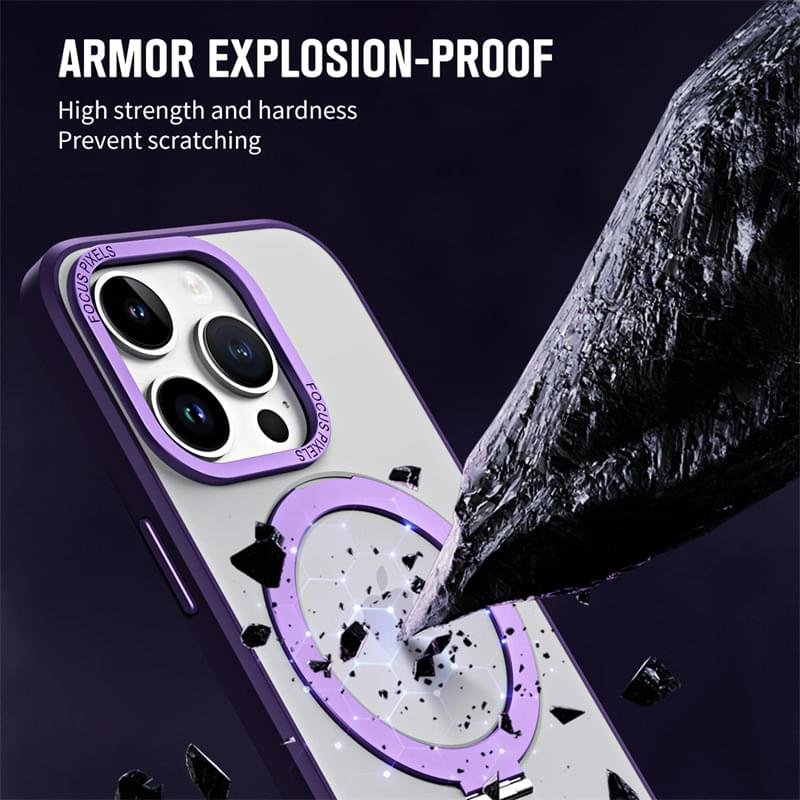 Luxury Premium Magnetic 360° Rotation Stand Ring Holder Frosted Transparent Case Cover For iPhone 11 Pro Max/12 Pro Max - Image 9