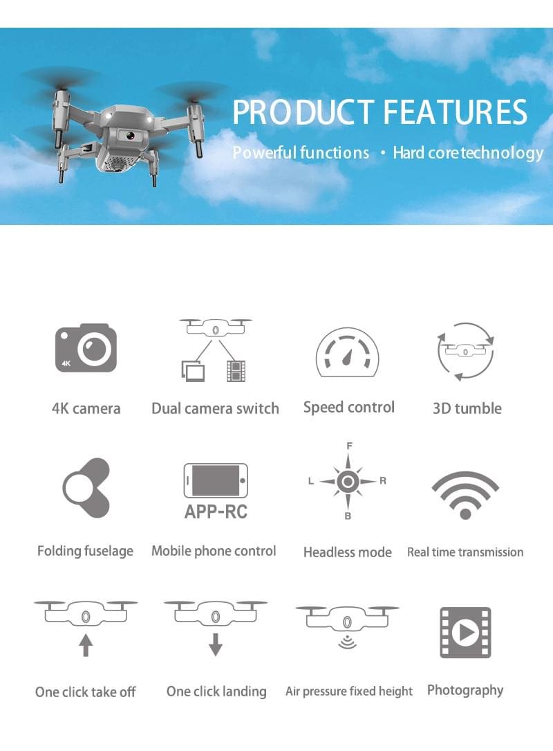 G2 Mini HD 4K 1080P Camera Height Hold RC Foldable Quadcopter Drone - Image 9