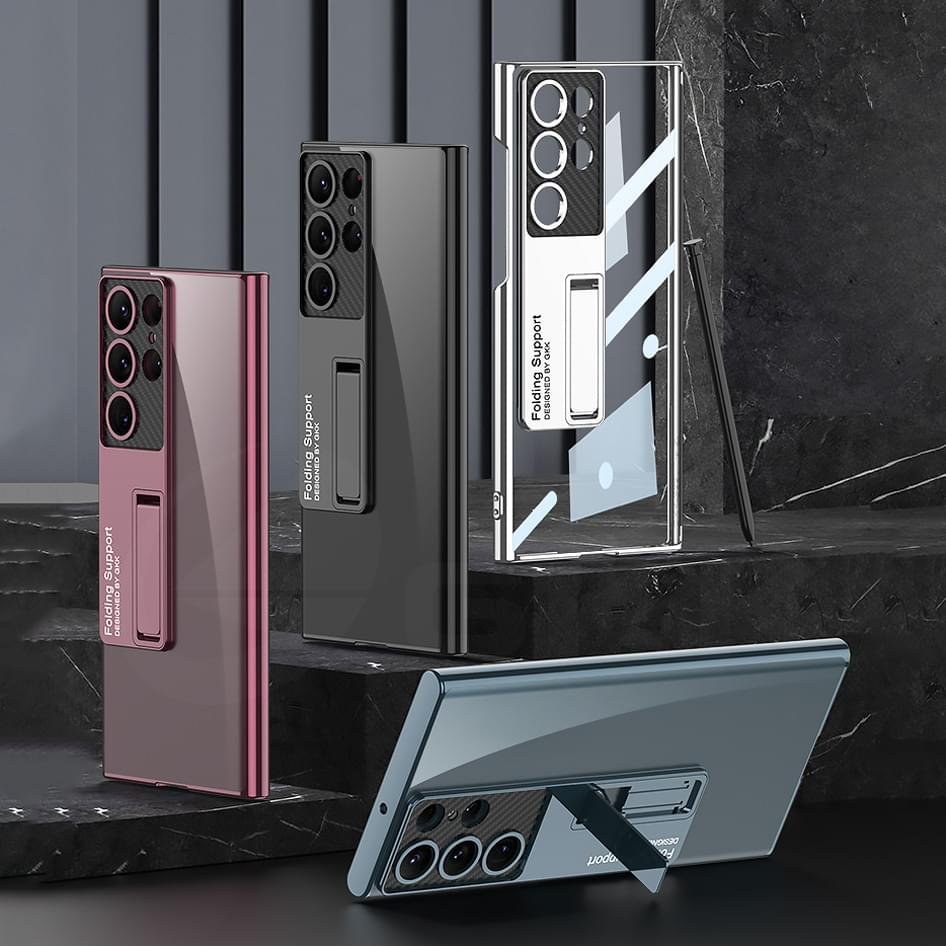 GKK Transparent Plating Bracket Plastic Case Cover For Galaxy S23 Ultra