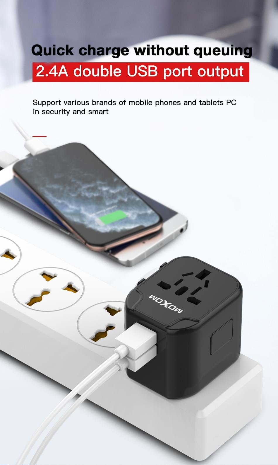MOXOM 4 in1 with USB Charger Universal Adaptor Multi-Nation Travel Adapter - Image 16