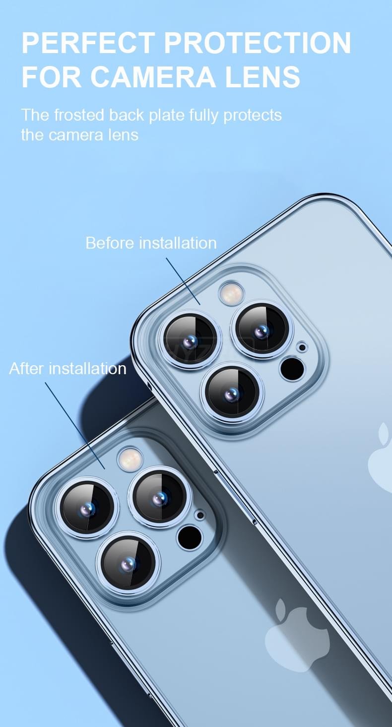 Luxury Premium Metallic Matte Transparent Shockproof Case Cover and 3D Glass Protector for iPhone  Series - Image 18