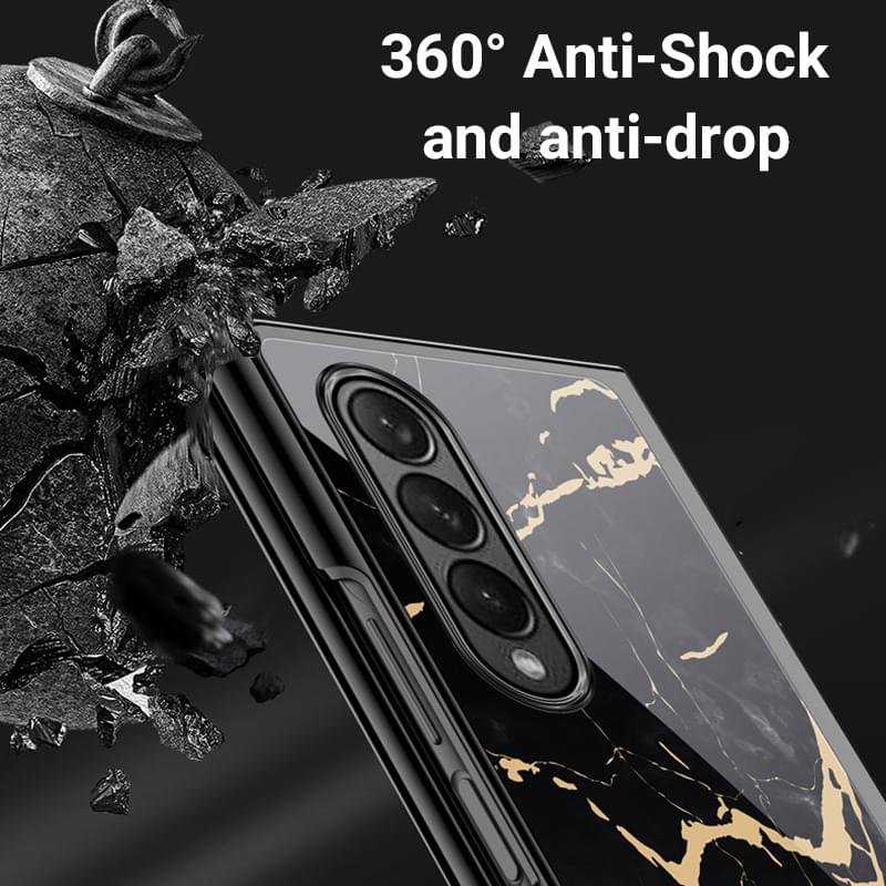 Luxury Premium Electroplated Marble Case Cover For Samsung Galaxy Z Fold 4 - Image 12