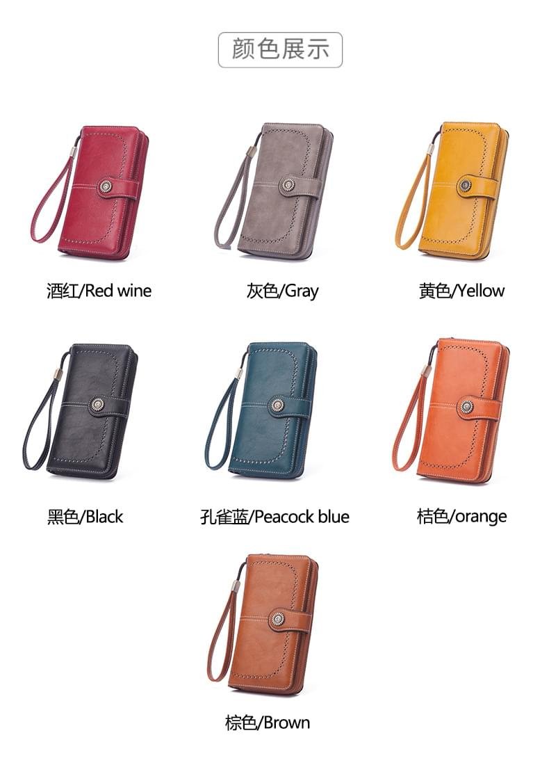 Luxury Premium High Quality RFID Anti-theft Leather Long Zipper Clutch Card Holder Female Purse - Image 8