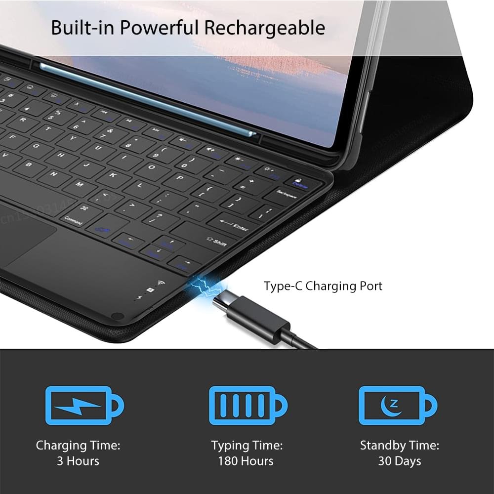 Luxury Premium Smart Wireless Protective High-quality Bluetooth  Keyboard Case Cover - Image 15