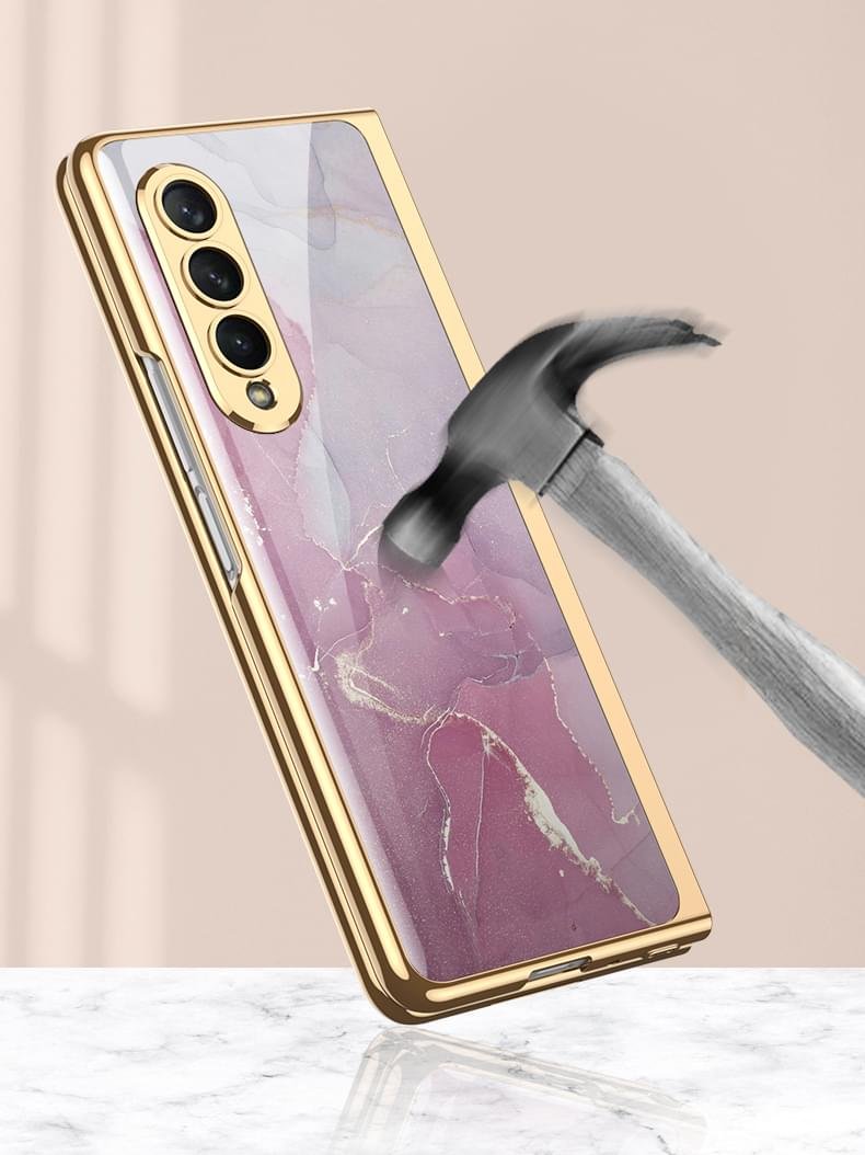 Luxury Premium Electroplated Marble Case Cover For Samsung Galaxy Z Fold 4 - Image 26